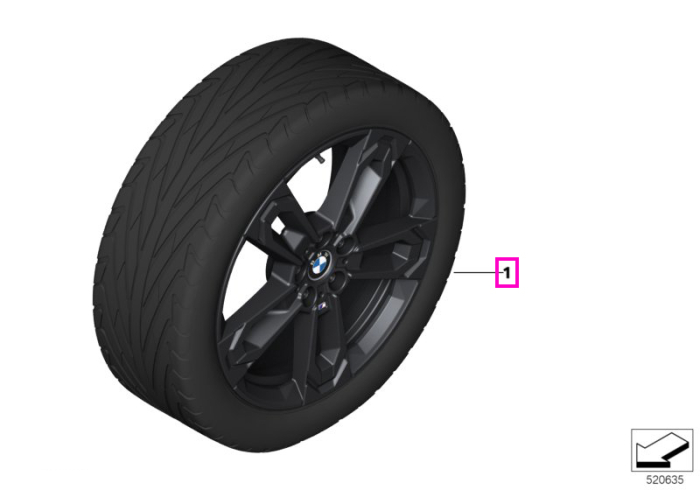 Set roți complete de vară - M Double Spoke 871M (bright turned) cu anvelopa Pirelli P-Zero - 245/45R19 102Y XL - BMW X1 U11, X2 U10