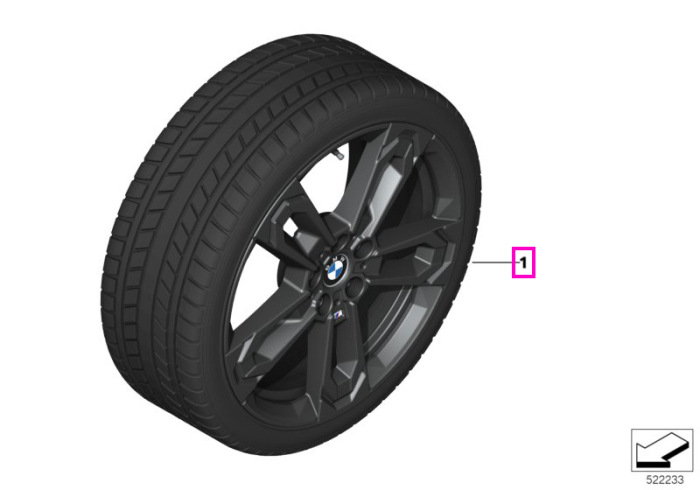 Roată completă de iarnă - M Double Spoke 871M (bright turned) cu anvelopa Continental Winter Contact TS860S - 245/45R19 102H XL - Mini Aceman U10/U11