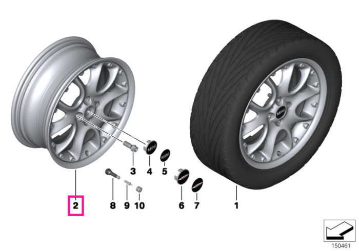 Janta aliaj usor - Cross Spoke 98 - Argintiu (Silver) - 7Jx17 ET:48 - Mini Cabrio R52 R57, Clubman R55, Coupe R58, Roadster R59, R50, R53, R56