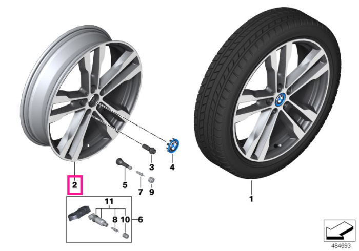 Janta din aliaj usor - Double Spoke 431 - Bicolor Negru/Argintiu (Jet Black with Burnished Face - Bright Turned/Diamond Cut) - 5,5Jx20 ET:33 - BMW i3 I01