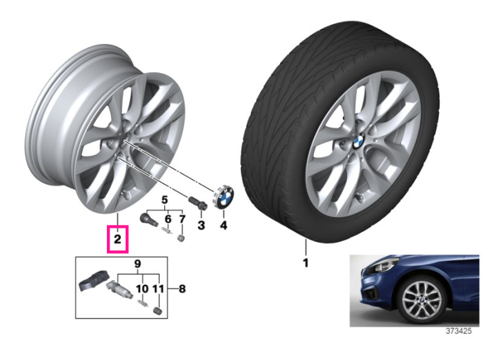 Janta aliaj usor - V-Spoke 479 - Gri (ReflexSilver) - 7,5Jx17 ET:54 - BMW Seria 2 F45 F46