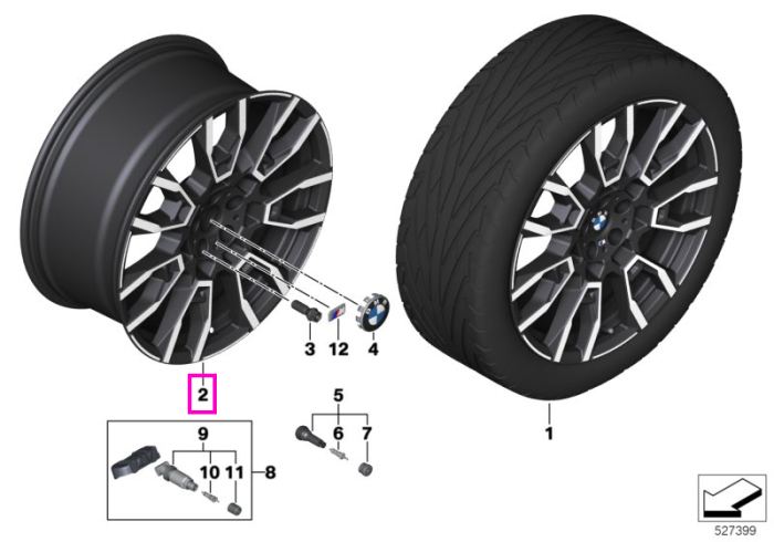 Janta aliaj usor - M Performance V-Spoke 915M - Bicolor Gri/Argintiu Midnight Grey / Bright Turned) - 10,5Jx21 ET:43 - BMW X5 G05 G18, X6 G06 - Punte Spate
