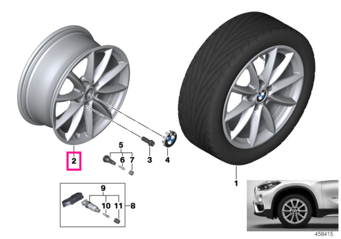 Janta aliaj usor - V-Spoke 560 - Argintiu (ReflexSilver) - 7,5Jx17 ET:52 - BMW X1 F48 F49, X2 F39	
