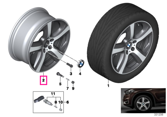 Janta aliaj usor - Partea Stanga - Star Spoke 490 - Bicolor Gri (Orbit grey / Bright Polished) - 9Jx19 ET:48 - BMW X5 F15, X6 F16