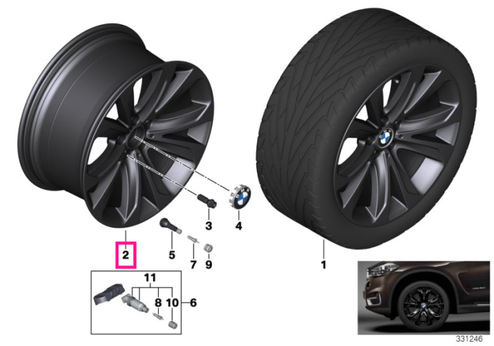 Janta aliaj usor - Star Spoke 491 - Negru (Black) - 11Jx20 ET:37 - BMW X5 F15, X6 F16
