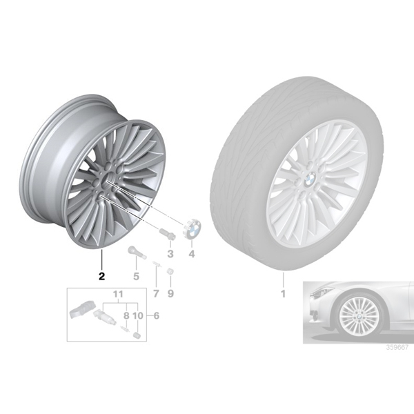 Janta aliaj usor - Multi Spoke 416 - Bicolor Gri (Ferricgrey/Bright Turned) - 8Jx18 ET:34 - BMW Seria 3 F30 F31 F35, Seria 4 F32 F33
