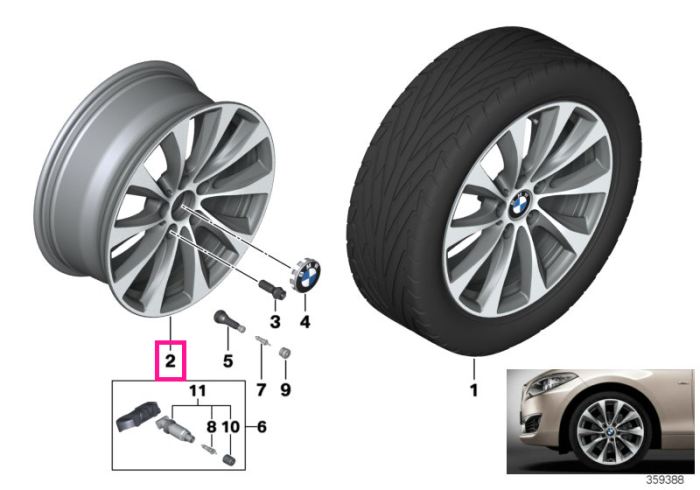Janta aliaj usor - V-Spoke 387 - Argintiu (ReflexSilver) - 7,5Jx18 ET:45 - BMW Seria 1 F20 F21, Seria 2 F22 F23