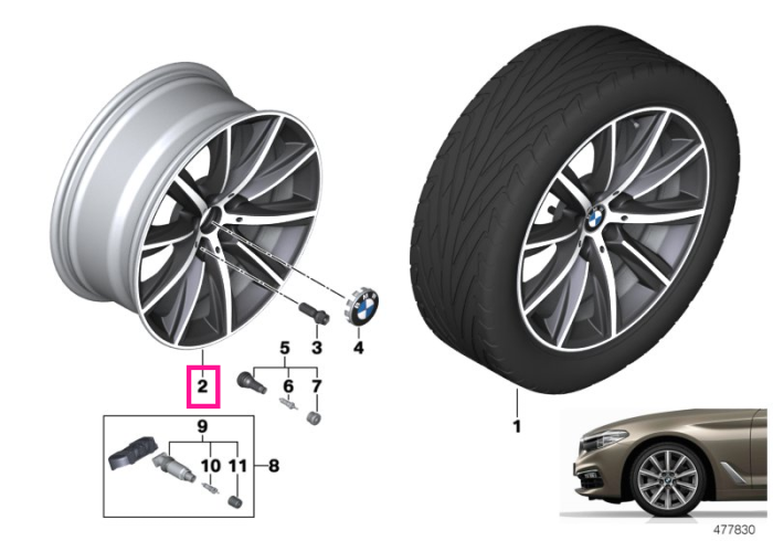 Janta aliaj usor - V-Spoke 684 - Gri (Orbit Grey) - 8Jx18 ET:30 - BMW Seria 5 G30 G31, Seria 6 G32 GT