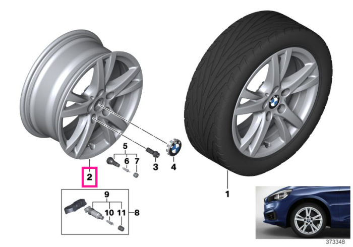 Janta aliaj usor - Double Spoke 473 - Negru (Black) -  7Jx16 ET:52 - BW Seria 1 F40, Seria 2 F44 F45 F46
