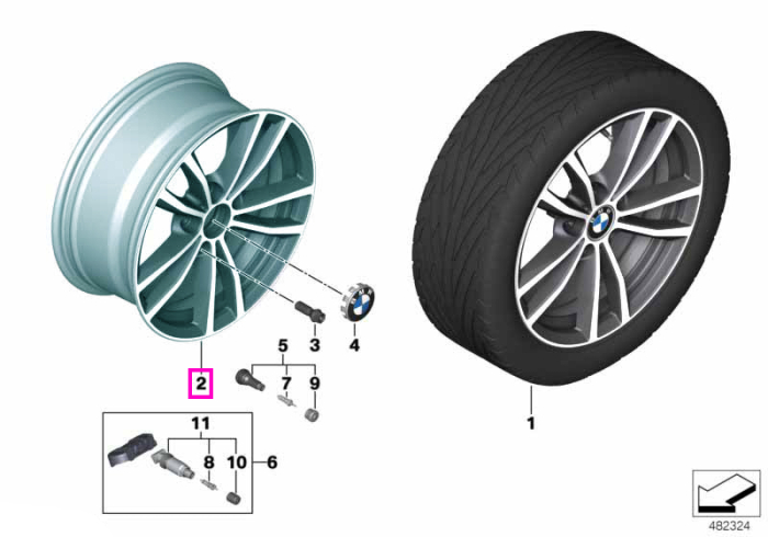  Janta aliaj usor - Double Spoke 725 - Gri/Argintiu (Orbitgrey) - 7,5JX17 ET:43 - BMW Seria 1 F20 F21, Seria 2 F22 F23	
