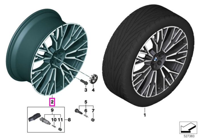 Janta aliaj usor - Multi Spoke 745I - Bicolor Gri/Argintiu (Orbit Grey/Bright Turned) - 10,5Jx22 ET:43 - BMW X5 G05 G18, X6 G06 - Punte spate