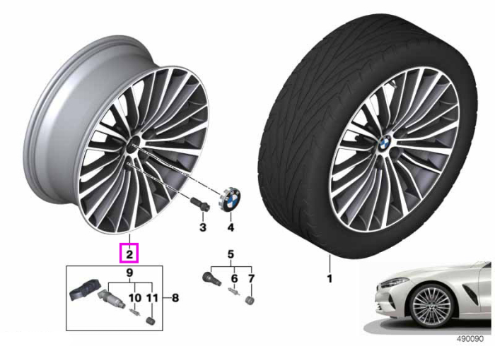 Janta din aliaj usor - Multi Spoke 700 - Gri (FerricGrey) - 9Jx20 ET:41 - BMW Seria 8 G14 G15 G16