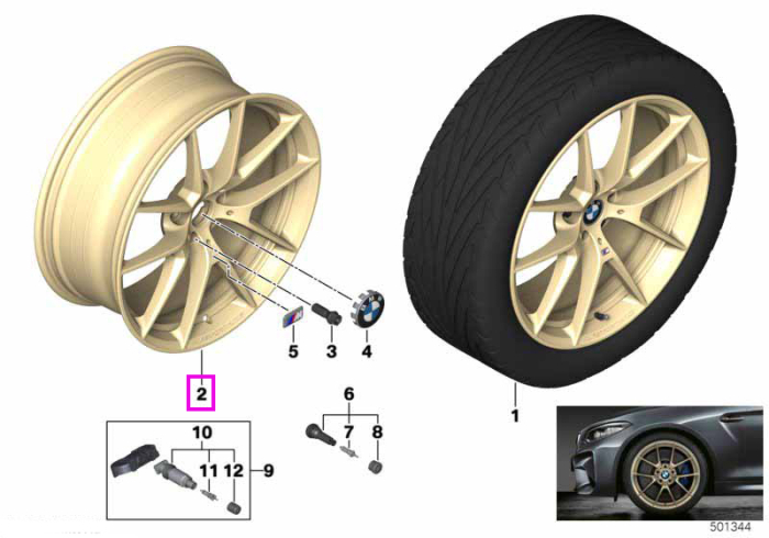 Janta din aliaj usor - M Performance Y Spoke 763M - Auriu (Frozen Gold Matt) - 8Jx20 ET:26 - BMW Seria 8 G14 G15 G16	