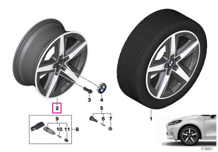 Janta aliaj usor - M Performance Star Spoke 837M - Bicolor Gri (Midnight Grey/Bright Turned) - 7,5Jx18 ET:50 - BMW Seria 2 U06 Active Tourer