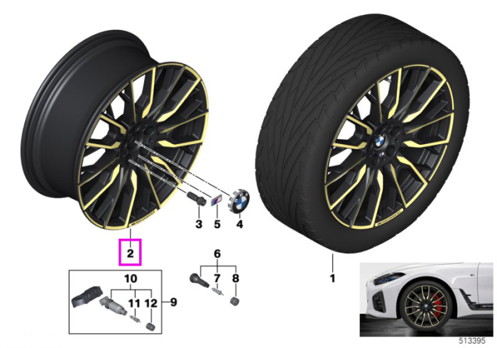 Janta din aliaj usor - M Performance Double Spoke 868M - Bicolor Negru/Auriu (Jet Black Uni/Night Gold) - 8,5Jx20 ET:35 - BMW Seria 4 G26, i4 G26