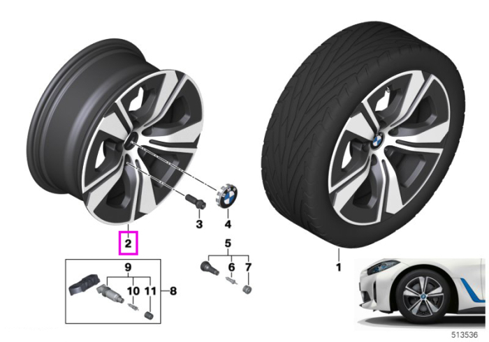 Janta din aliaj usor - Aerodynamic Wheel 852 - Bicolor Gri (Midnight Grey/Bright Turned) - 7,5Jx17 ET:30 - BMW Seria 4 G26, i4 G26	