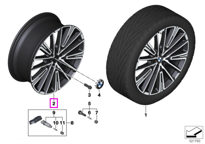 Janta aliaj usor - Multi Spoke 869 - Bicolor Negru/Argintiu (Frozen Midnight/Bright Turned) - 8Jx20 ET:46 - BMW X1 U11 U12, X2 U10