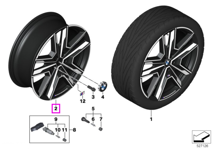 Janta aliaj usor - M Performance Double Spoke 877M - Bicolor Negru (Black II Solid - Diamond Polished/Bright Milled) - 8Jx21 ET:46 - BMW X1 U11, X2 U10
