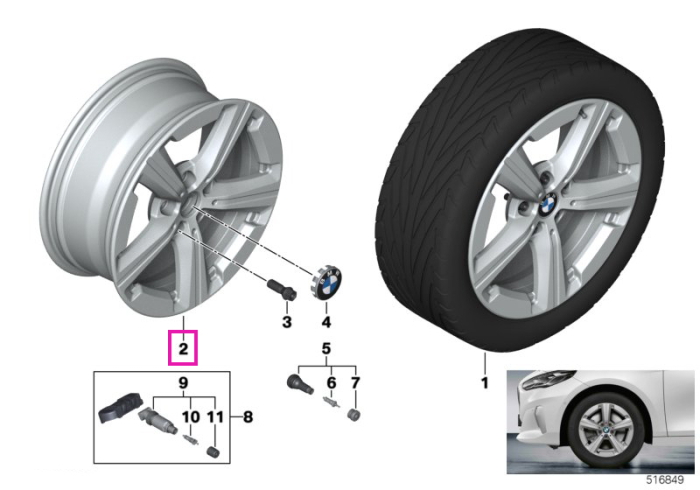 Janta aliaj usor - Star Spoke 875 - Gri (Lightning Grey) - 7Jx17 ET:41 - BMW Seria 2 U06 Active Tourer, X1 U11, X2 U10