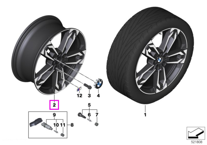 Janta aliaj usor - M Performance Double Spoke 871M - Bicolor Gri (Midnight Grey/Bright Turned) - 8Jx19 ET:46 - BMW X1 U11 U12, X2 U10