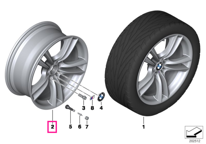 Janta din aliaj usor - M Performance Double-Spoke 303M - Argintiu (Silver) - 10Jx20 ET:41 - BMW Seria 5 F07 GT, Seria 7 F01 F02 F04 Hybrid	