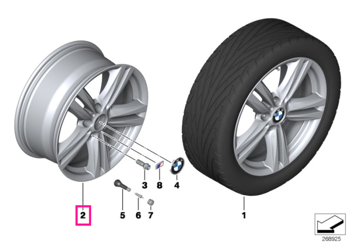 Janta aliaj usor - M Performance Star Spoke 386M - Argintiu (Silver)  - 8Jx18 ET:52 - BMW Seria 1 F20 F21, Seria 2 F22 F23