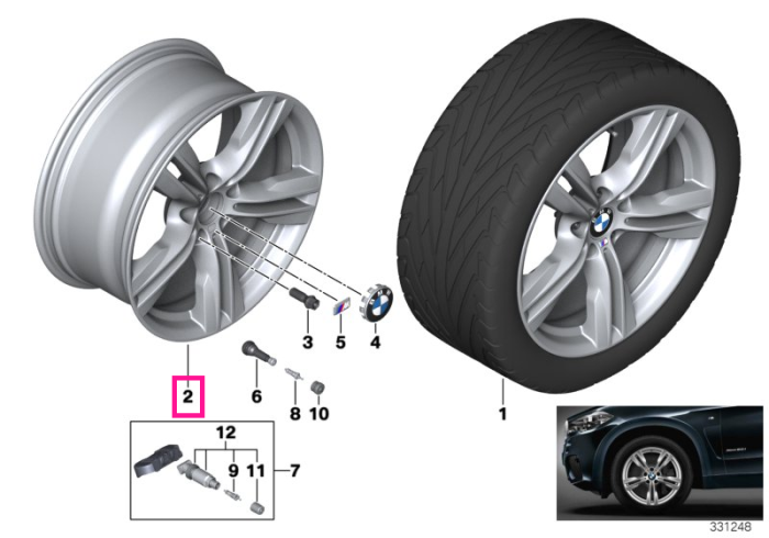 Janta aliaj usor - M Performance Double Spoke 467M - Argintiu (Decor Silver 2) - 10Jx19 ET:21 - BMW X5 F15