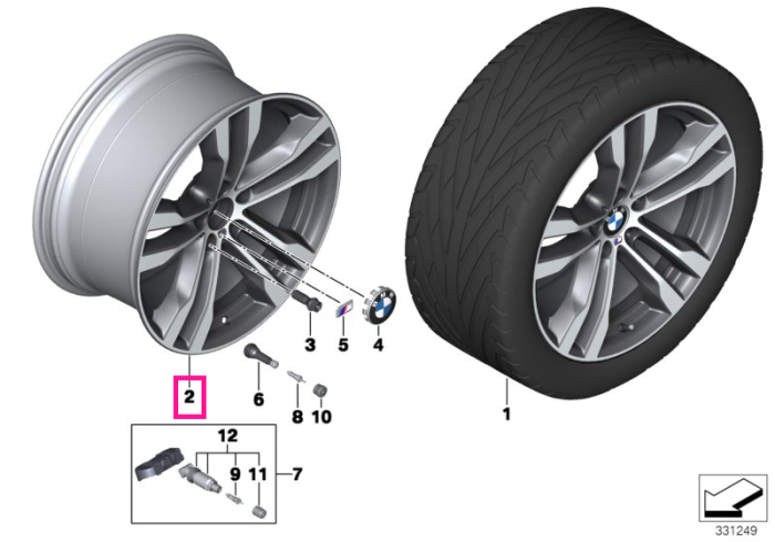 Janta aliaj usor - M Performance Double Spoke 468M - Bicolor Gri (Orbit Grey / Bright Polished) - 10Jx20 ET:40 - BMW X5 F15, X6 F16
