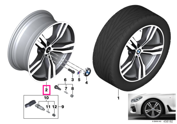 Janta aliaj usor - M Performance Double Spoke 648M - Bicolor Gri (Orbitgrey/Bright Polished) - 8,5JX20 ET:25 - BMW Seria 6 G32, Seria 7 G11 G12