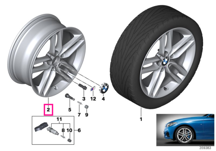 Janta aliaj usor - M Performance Double Spoke 461M - Gri (Ferricgrey) - 8Jx18 ET:52 - BMW Seria 1 F20 F21, Seria 2 F22 F23