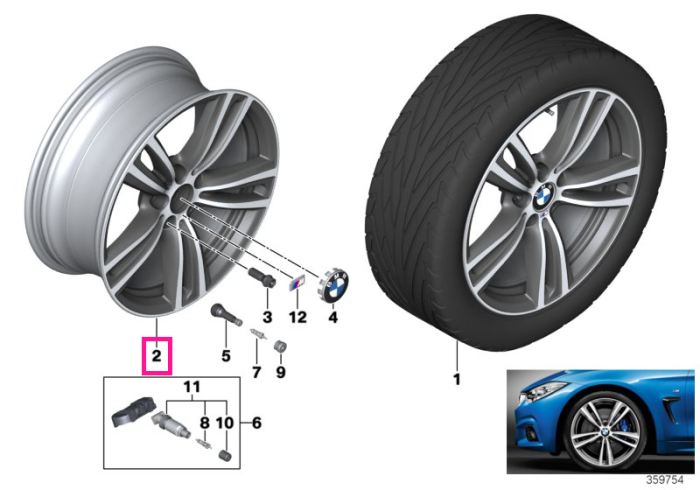 Janta aliaj usor - M Performance Double Spoke 442M - Bicolor Gri/Argintiu (Orbitgrey/Bright-Turned) - 8,5Jx19 ET:47 - BMW Seria 3 F30 F31, Seria 4 F32 F33 F36	