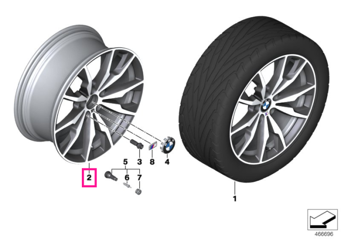 Janta aliaj usor - M Performance Double Spoke 680M - Gri (FerricGrey) - 8,5Jx20 ET:38 - BMW X3 F25, X4 F26