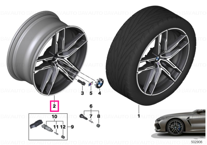 Janta aliaj usor - M Performance Double Spoke 810M - Bicolor Gri (OrbitGrey/Bright Turned) - 9,5Jx20 ET:28 - BMW Seria 5 F90M5, Seria 8 F91M8 F92M8 F93M8	