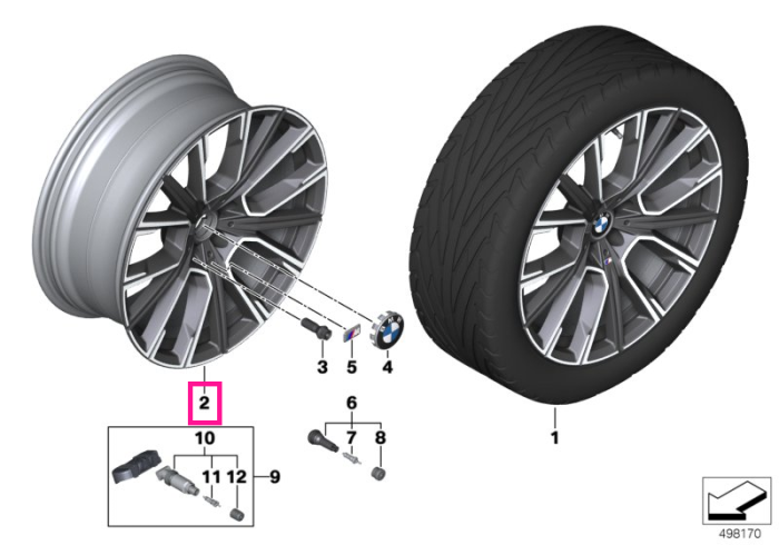 Janta din aliaj usor - M Performance Star Spoke 817M - Bicolor Gri/Argintiu (Orbitgrey/Bright turned) - 10Jx20 ET:41 - BMW Seria 6 G32 GT, Seria 7 G11 G12 - Punte spate