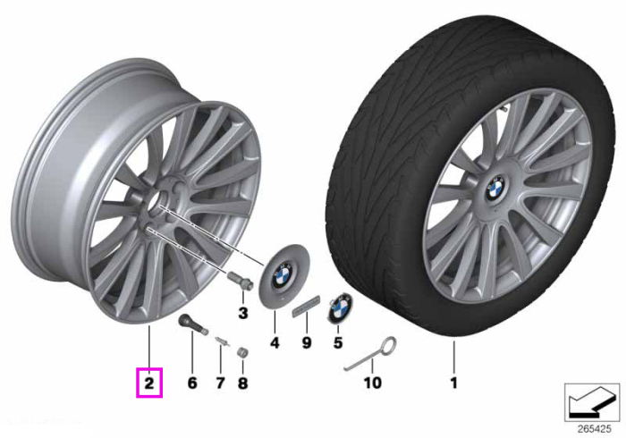 Janta aliaj usor - Individual V-Spoke 374 - Argintiu (OrbitGrey) - 8,5Jx20 ET:30 - BMW Seria 6 F06 F12 F13