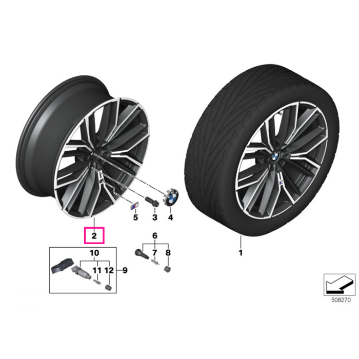 Janta aliaj usor - Y-Spoke 846 - Bicolor (Jet Black Matt/Glossy) - 8Jx20 ET:30 - BMW Seria 5 G30 G31