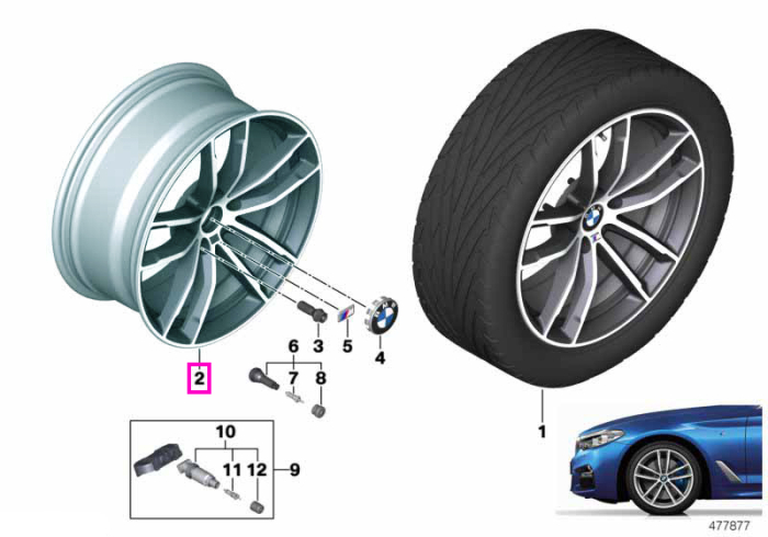 Janta aliaj usor - M Performance Double Spoke 662M - Bicolor Gri (Orbit Grey/Bright Turned) - 8Jx18 ET:30 - BMW Seria 5 G30 G31 G38