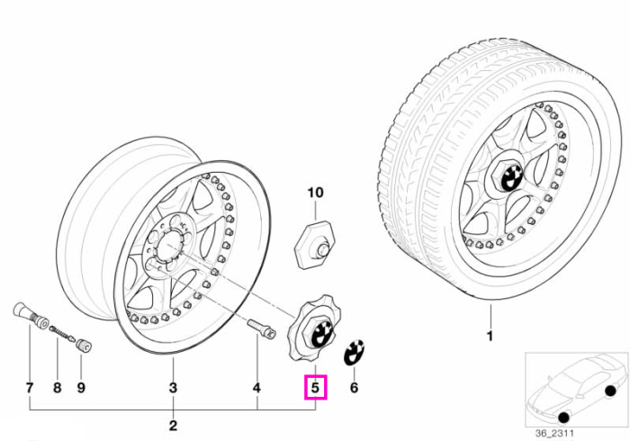 Capac butuc roata - BMW Seria 3 E36, Seria 5 E34 E39, Z3 E36