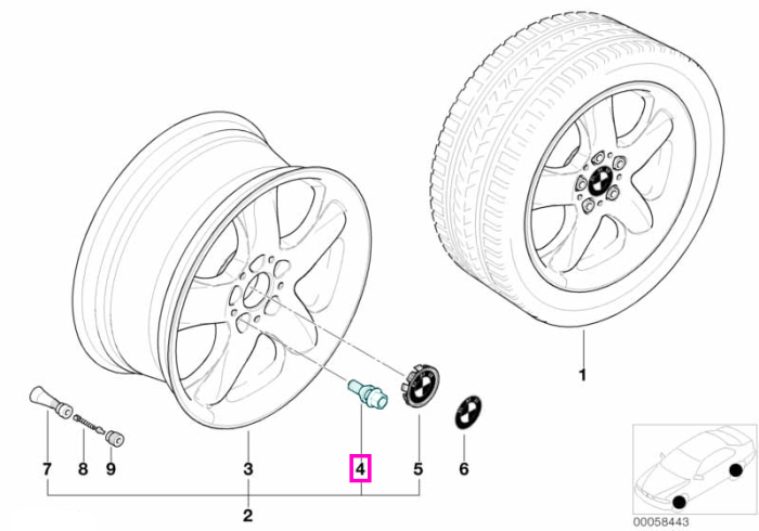 Surub roata / Prezon (M14x1,5/SW19mm) - BMW X5 E53