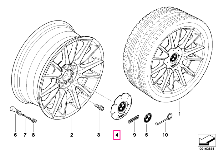 Capac butuc janta aliaj (D=171.55mm), Sigla BMW, Argintiu (Silver) - BMW Seria 3 E90 E91 E92 E93, Seria 5 E60