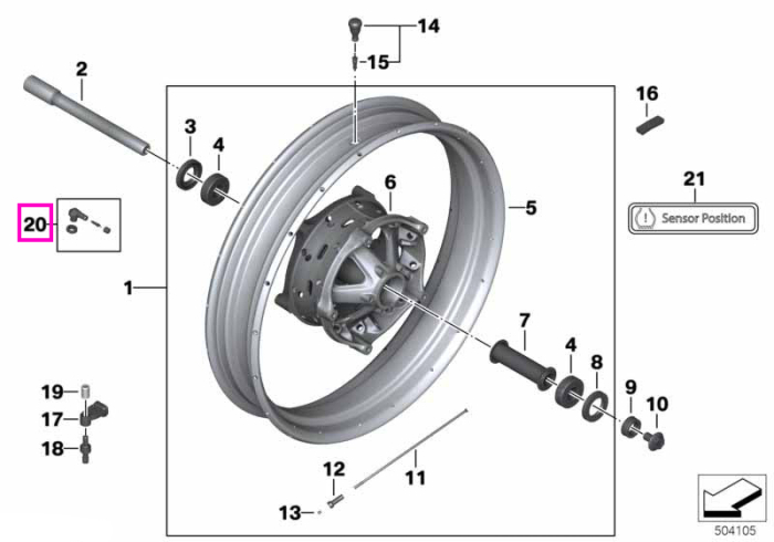 Kit reparatie valva RDC (senzor presiune anvelope) - BMW Motorrad K48, K50, K51, K52, K53, K54, K61, K63, K67, K69