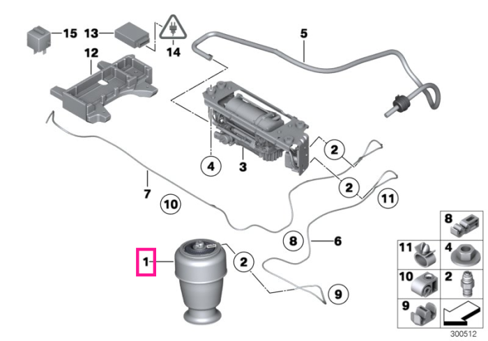 Arc pneumatic directie, punte spate - BMW Seria 5 F07 - pana la 30.06.2012