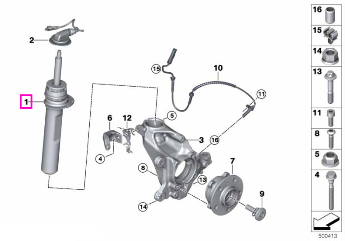 Amortizor suspensie, punte fata, stanga, VDC - Mini F55, F56