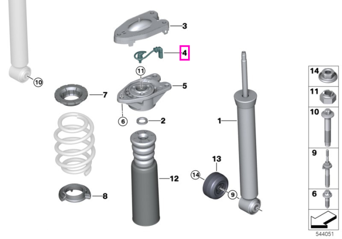 Cablu conexiune amortizor cu control dinamic (VDC), punte spate - BMW Seria 1 F40, Seria 2 F44 F45 F46, X1 F48 F49, X2 F39 - Mini Cabrio F57, Clubman F54, Countryman F60, F55, F56