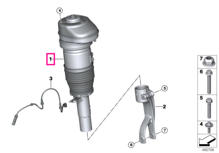 Amortizor pneumatic suspensie, punte fata, dreapta, VDC - BMW X5 G05	