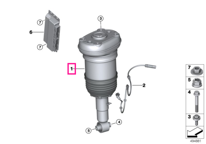 Amortizor suspensie pneumatic, punte spate, stanga, VDC - BMW X5 G05