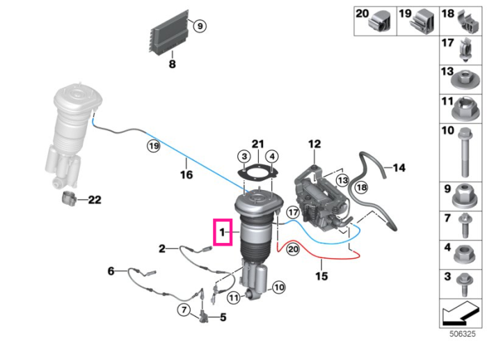 Amortizor pneumatic, punte spate, stanga - BMW Seria 5 G31