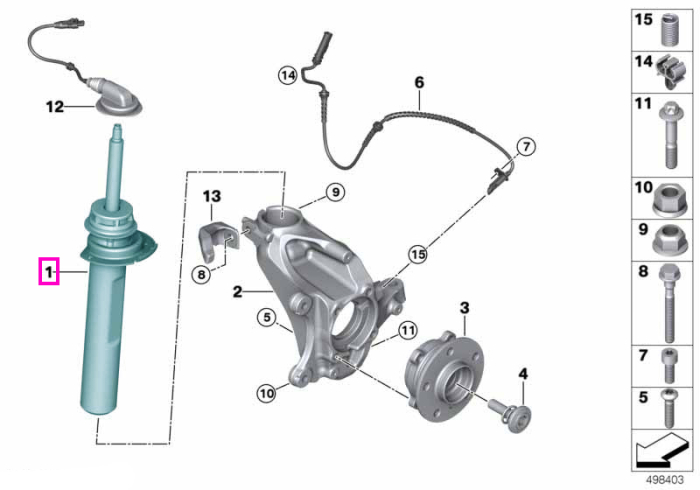 Amortizor suspensie, punte fata, stanga, cu VDC - BMW X2 F39