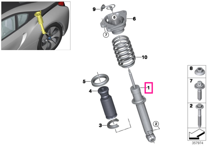 Amortizor suspensie, punte spate - BMW i8 I12 LCI