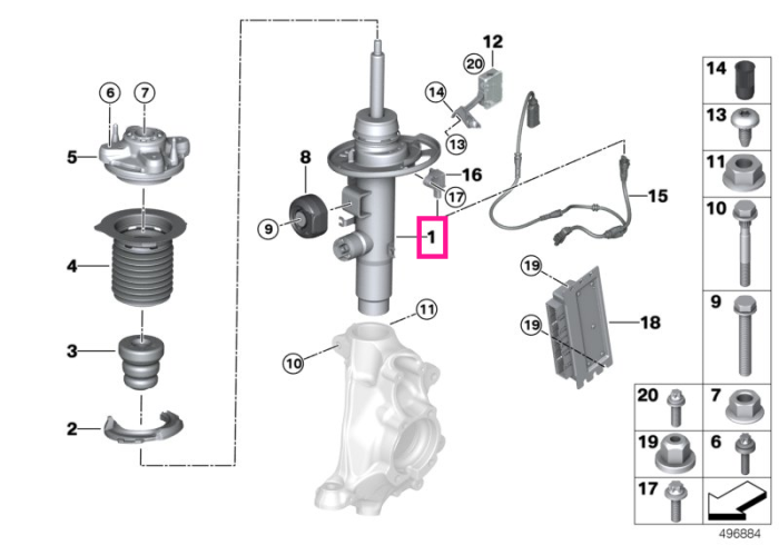 Amortizor suspensie, punte fata, dreapta, VDC - BMW Seria 3 G20 - RWD (tractiune spate)